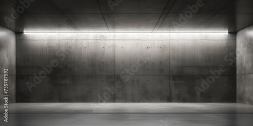 Concrete big room hall Grungy corridor warehouse with futuristic lighting. Modern industrial factory interior1