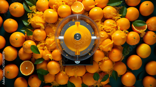 Top view of juicer full of orange