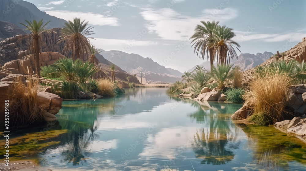 oasis paradize in a desert, magical and mystical nature landscap