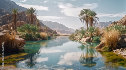 oasis paradize in a desert  magical and mystical nature landscap