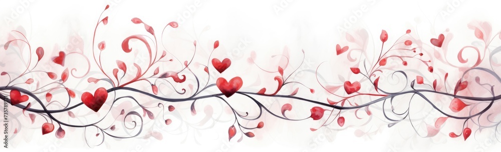 This photograph captures a detailed painting of a branch featuring a collection of hearts, providing a unique and creative representation. This photograph captures a detailed painting of a branch featuring a collection of hearts, providing a unique and creative representation.