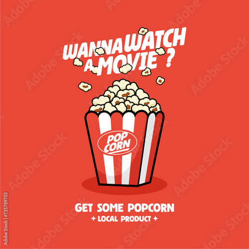 Popcorn Vector, Sticker, Poster, Branding, Retro Vector, Vintage Style