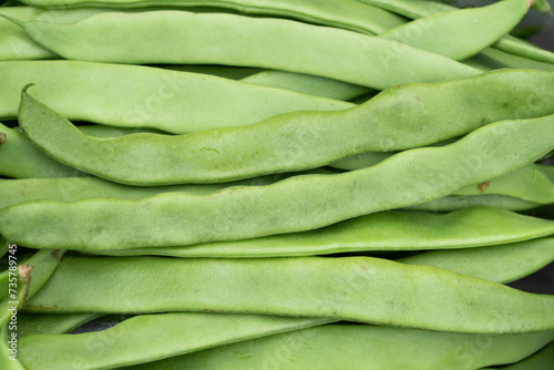 Fresh Green Bean Heap in Traditional market