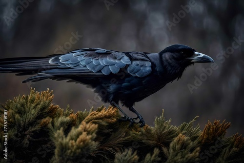 Crow with solid background