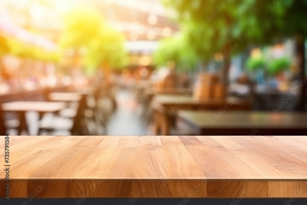 Library empty wood table top with bookshelf blurred background for product display Library empty wood table top with bookshelf blurred background for product display