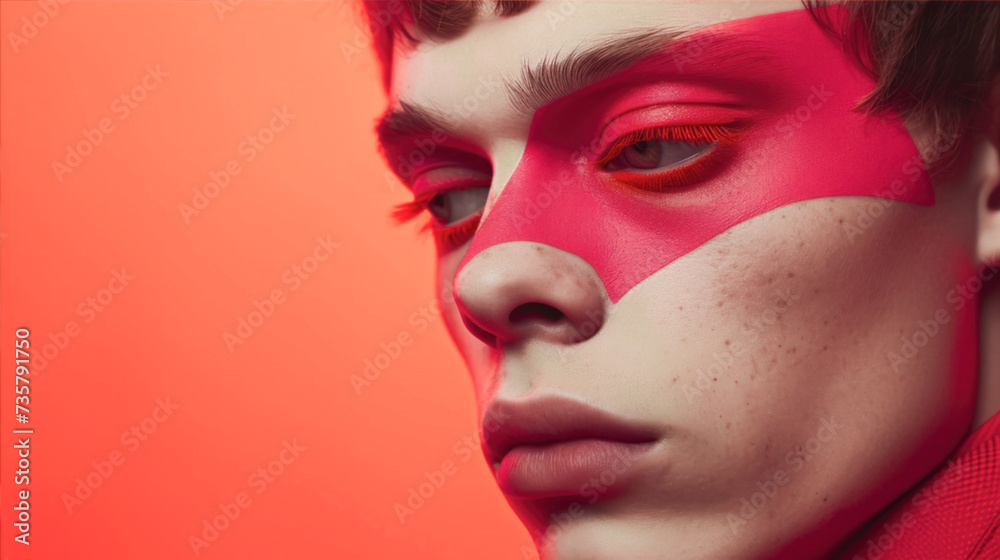 Portrait of a man with bright makeup
Portrait of a man with bright makeup