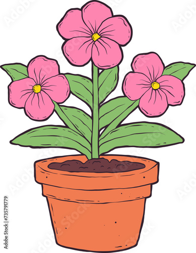 Flower in pot clipart design illustration