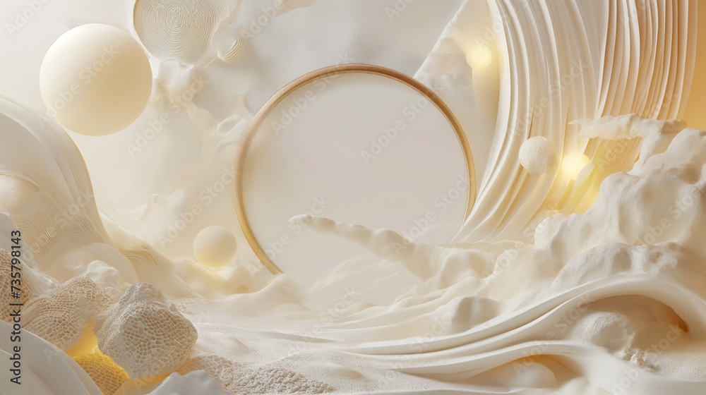 Abstract white background in 3D style with gold ring, frame
Abstract white background in 3D style with gold ring, frame