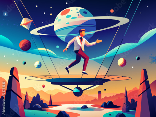 Gravitational manipulation enabling levitation technology. vektor illustation