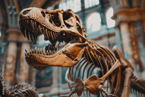 dinosaur skeleton in the museum photo