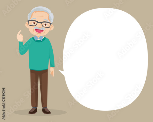 Elderly old people and blank banner present your text