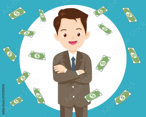 Falling money successful finance and business concept