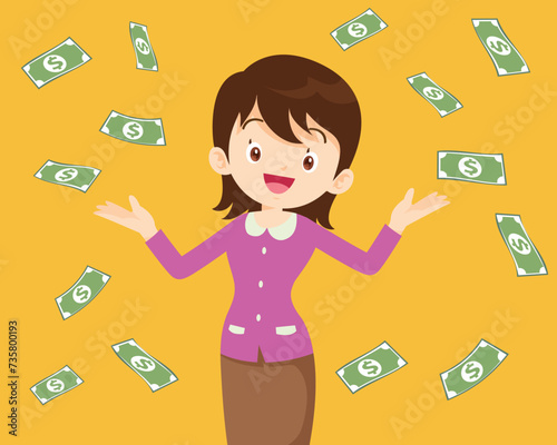 Falling money successful finance and business concept