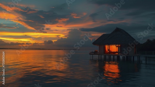 Bungalow bliss at sunset, where summer paints the sky in tranquil hues