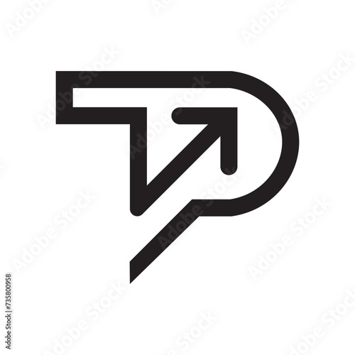 Letter P & T with upward arrow  minimal logo