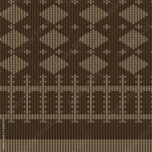 Modern Traditional cloathes texture in brown color vector, and Sweater knit repeat pattern, vintage cotton, Wallpaper, vector illustration photo