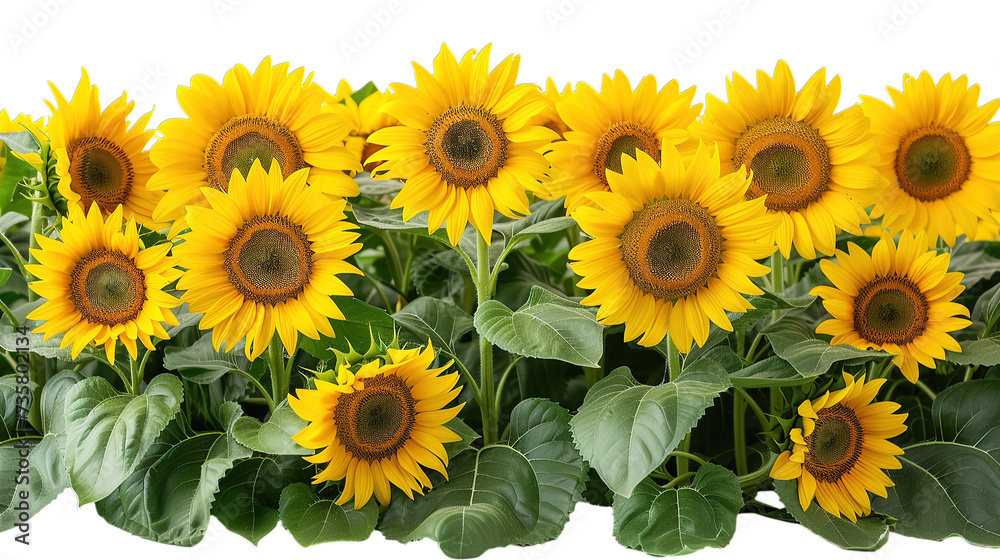 Fototapeta premium sunflower field isolated on transparent background, element remove background, element for design