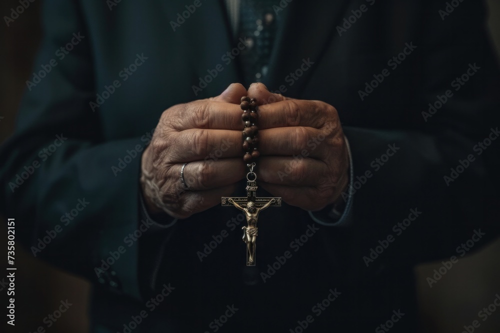 Cremation ceremonies, religion, and hand rosaries for memorial ceremonies, obituary ceremonies, and obituary sermons, Christianity, burial, and