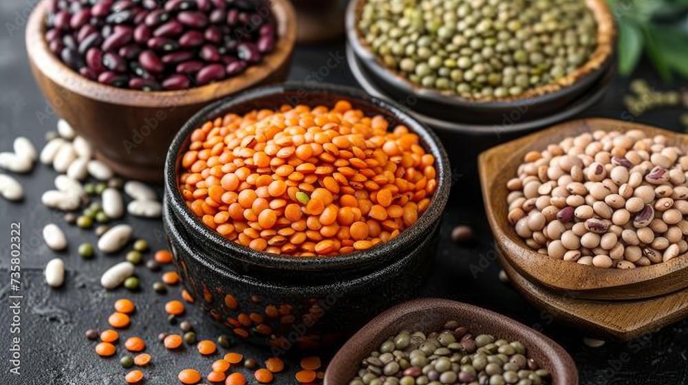 legumes, lentils and beans - organic food wallpaper background