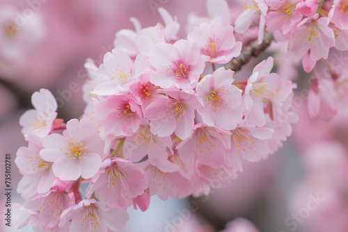 Close-up of beautiful sakura tree flower (cherry blossom) in spring
