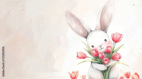 Adorable Cartoon watercolor Bunny