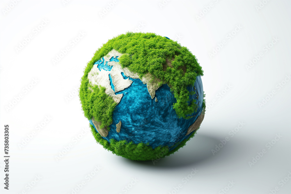 World environment and Earth Day concept withl globe and eco friendly enviroment on white background.