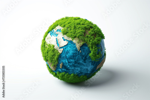 World environment and Earth Day concept withl globe and eco friendly enviroment on white background.