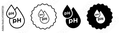PH value set in black and white color. PH value simple flat icon vector photo