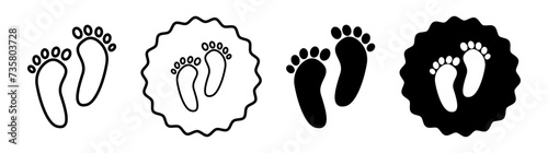 Footprint set in black and white color. Footprint simple flat icon vector
