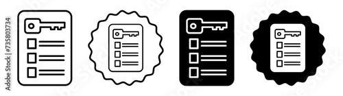 Key takeaway set in black and white color. Key takeaway simple flat icon vector