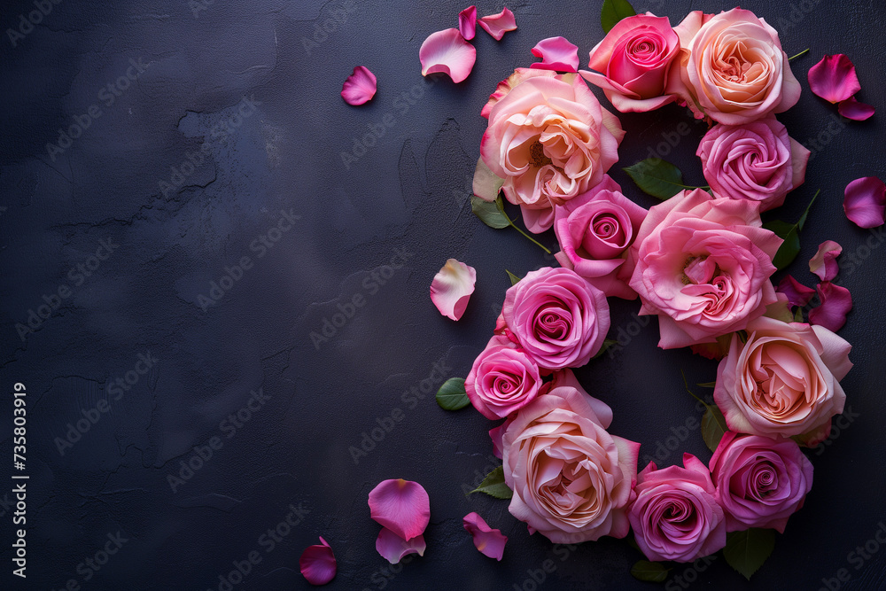 Number 8 and floral decoration for background and banner for 8th march women's day with copy space Number 8 and floral decoration for background and banner for 8th march women's day with copy space