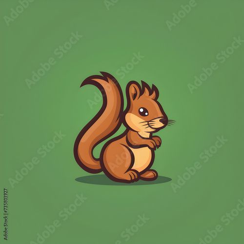Wallpaper Mural A logo illustration of a playful squirrel on a lush green background. Created with generative AI. Torontodigital.ca