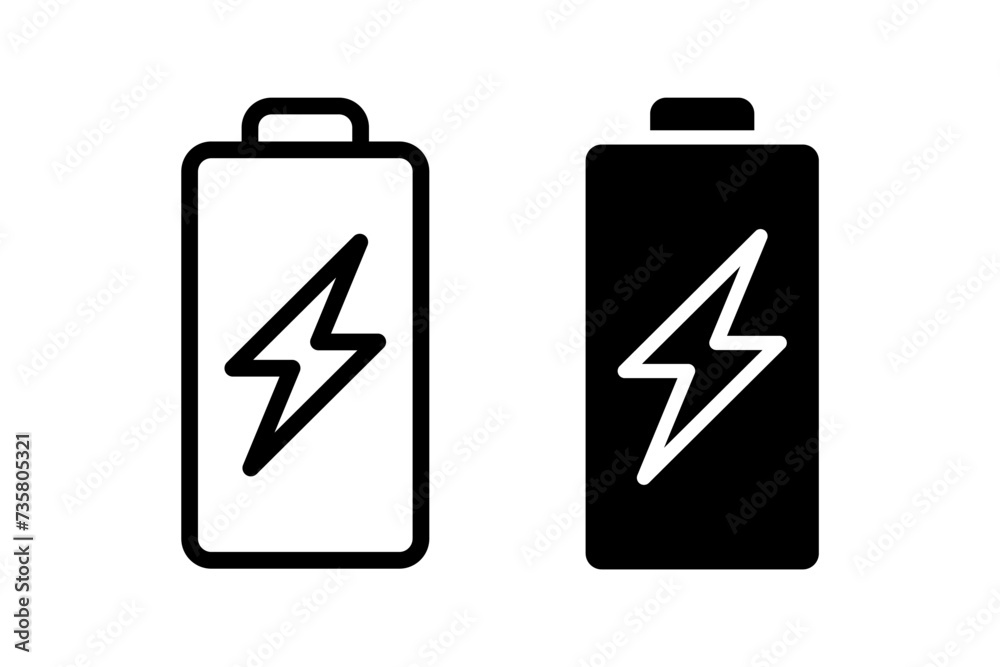 Battery icon vector set. Battery charging symbol Battery icon vector set. Battery charging symbol
