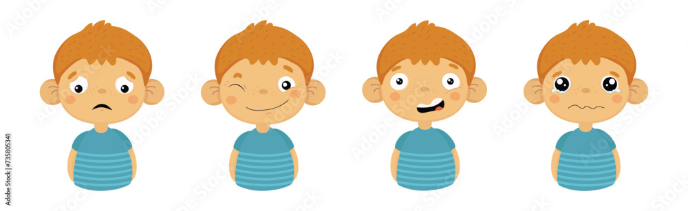 Funny Boy Emotion and Face Expression Vector Set Funny Boy Emotion and Face Expression Vector Set