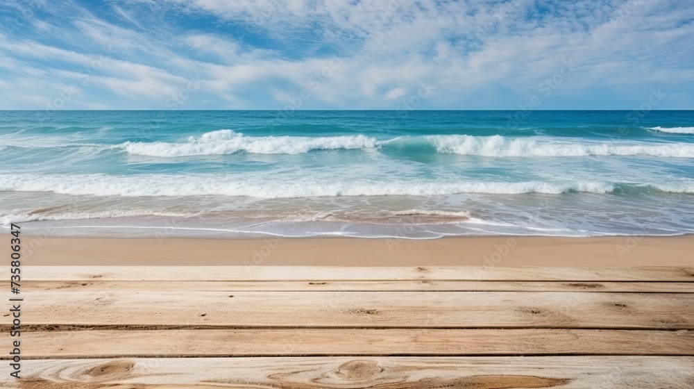 Idyllic realistic summer beach scenery with clear blue sky and crystal clear water background Idyllic realistic summer beach scenery with clear blue sky and crystal clear water background