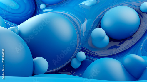 Beautiful luxury creative 3D modern abstract light background consisting of blue balls and spheres with light digital effect, copy space.