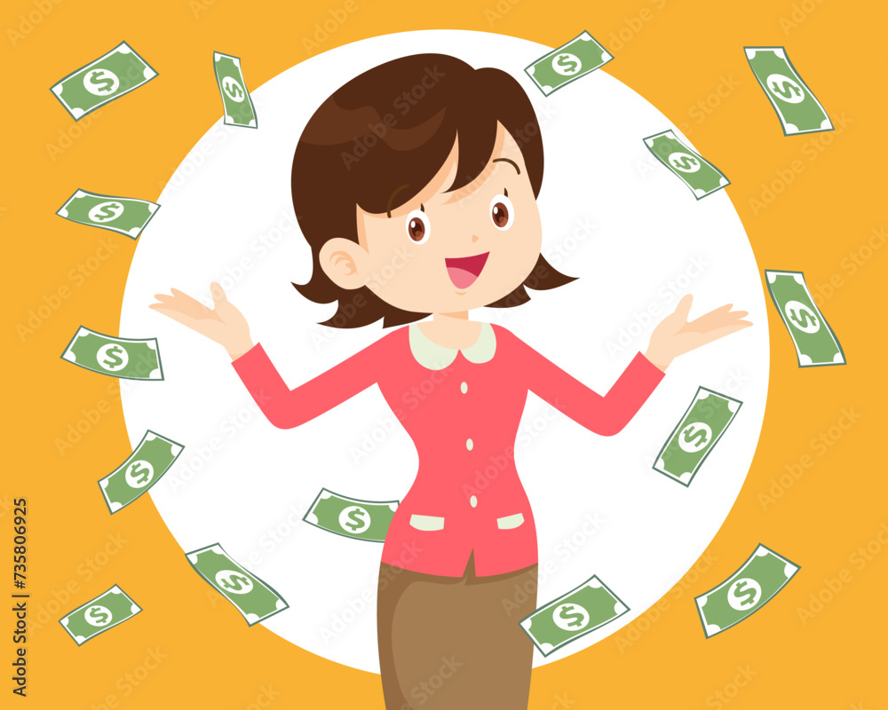Falling money successful finance and business concept Falling money successful finance and business concept