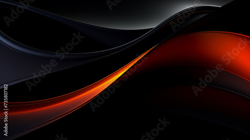 Beautiful luxury 3D modern abstract neon black with orange fire background composed of waves with light digital effect.