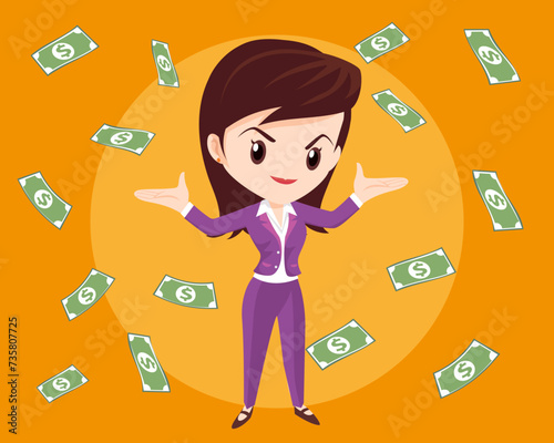 Falling money successful finance and business concept