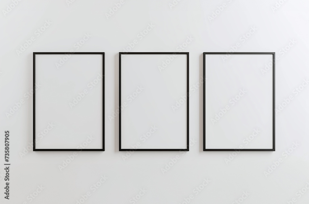 3 Black Blank frame mockup in minimalistic style on white background 3 Black Blank frame mockup in minimalistic style on white background