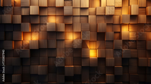 Beautiful luxury wooden background with lighting in a modern interior. Copy space