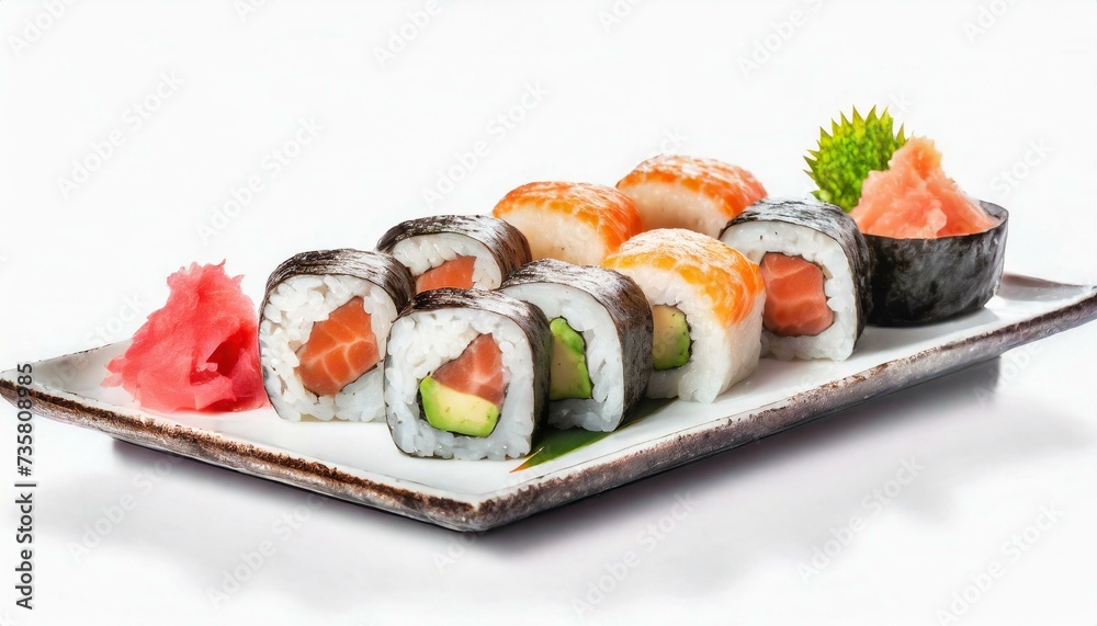 Assorted Sushi presented in a Tasteful Way - Diverse different types of Sushi - Maki, Inside-out, Nigiri, Uramaki - Japanese Cuisine - Fresh Seafood Assorted Sushi presented in a Tasteful Way - Diverse different types of Sushi - Maki, Inside-out, Nigiri, Uramaki - Japanese Cuisine - Fresh Seafood