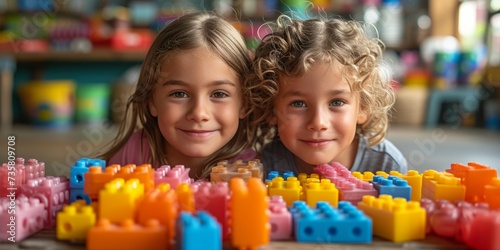 A fun preschool environment where children can learn through play, build with colorful bricks and sculpt with clay, promoting shared creativity and development.