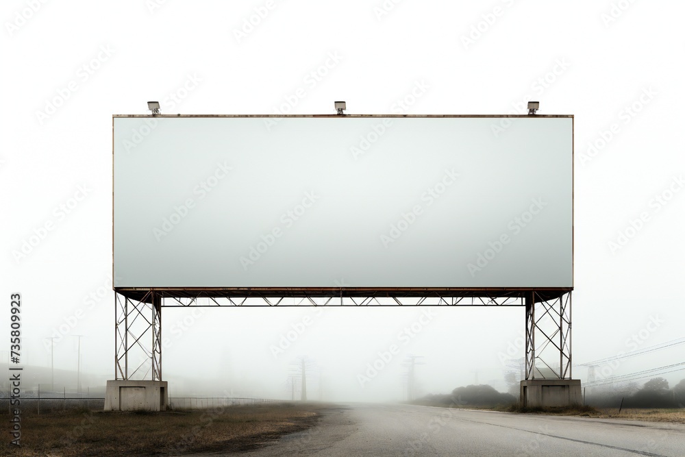 Billboard sign with electric installation empty banner white background Generative Ai Billboard sign with electric installation empty banner white background Generative Ai