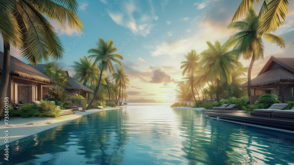 Fototapeta premium tropical resort pool