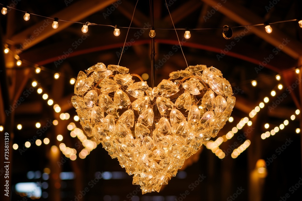 Fototapeta premium heartshaped chandelier in a wedding venue