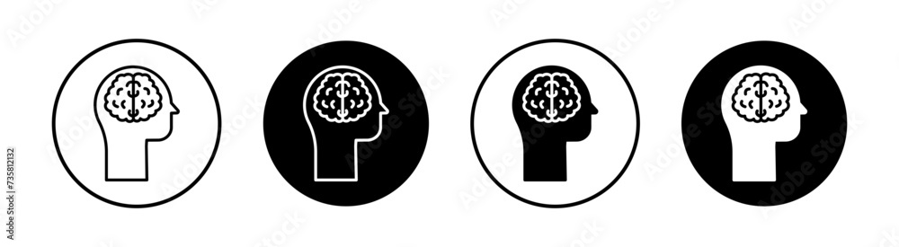 Human brain flat line icon set. Human brain Thin line illustration vector Human brain flat line icon set. Human brain Thin line illustration vector