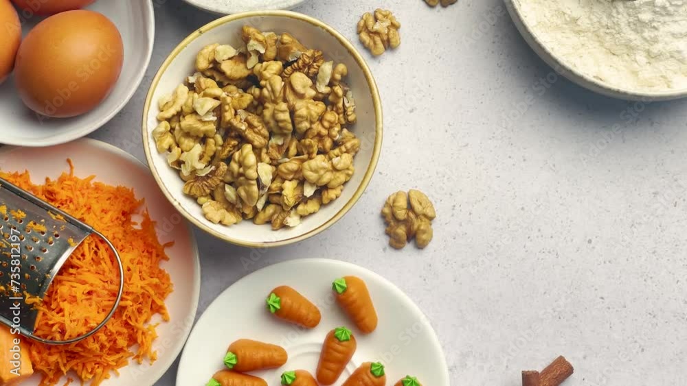Ingredients for baking carrot cake