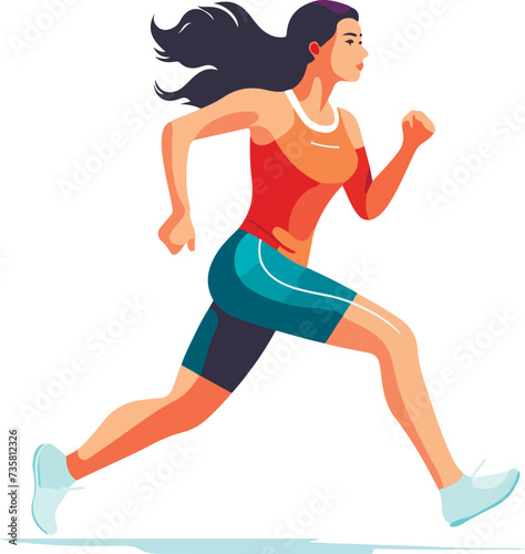 Vector images of a beautiful slender girl in a sports uniform is engaged in fitness, sports, trains isolated on a white background. woman runs. morning run. jogging.