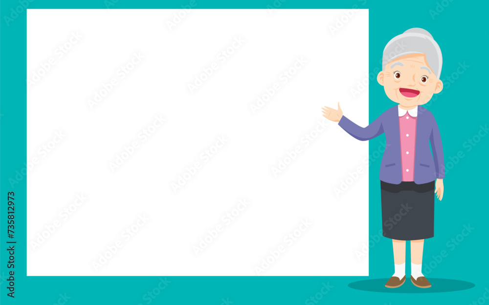 Elderly old people and blank banner present your text Elderly old people and blank banner present your text